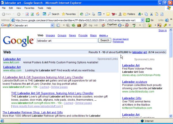 Labrador Stuff ranked #1+2 at Google over 5+ Million pages.